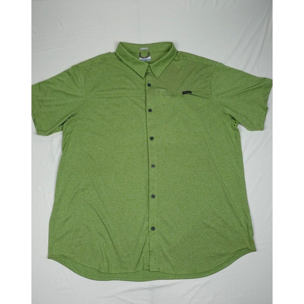 Columbia Polo Button Up Shirt Adult XXL Green Color Short Sleeve Men